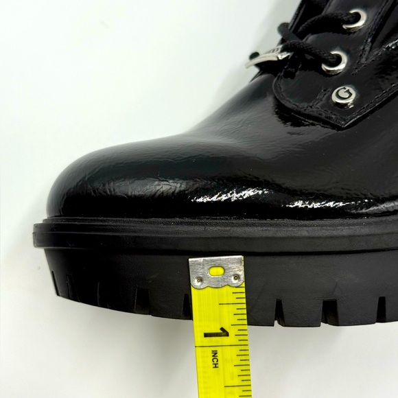 Guess Women’s Manners Shiny Black Lace-Up High Heel Platform Combat Boots 9.5M - Picture 11 of 16